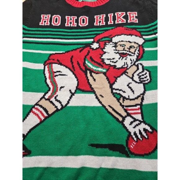 Ho Ho Hike Football Santa Ugly Christmas Sweater Unisex Size Small - Picture 3 of 16